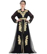Black Georgette Embroidered Zari Work Islamic Kaftan
