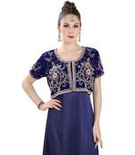 Blue Velvet Embroidered Zari Work Islamic Kaftan