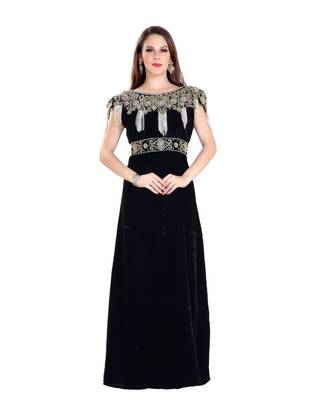 Black Georgette Embroidered Zari Work Islamic Kaftan 1