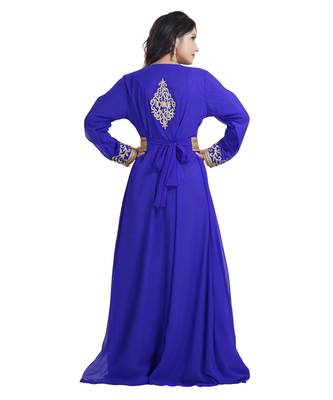 Blue Georgette Embroidered Zari Work Islamic Kaftan 2
