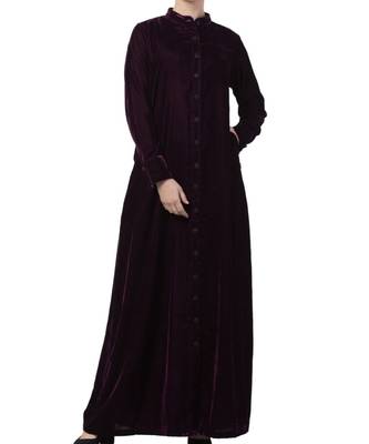 Purple Velvet  High Fashion Velvet Abaya Dress 1