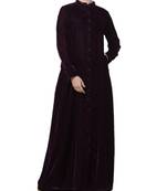 Purple Velvet  High Fashion Velvet Abaya Dress