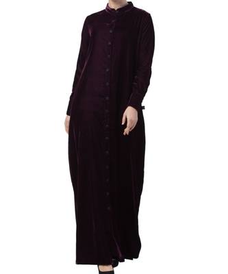 Purple Velvet  High Fashion Velvet Abaya Dress 2