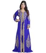 Blue Georgette Embroidered Zari Work Islamic Kaftan