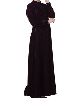 Purple Velvet  High Fashion Velvet Abaya Dress 3