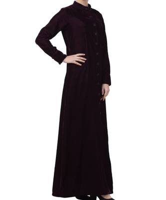 Purple Velvet  High Fashion Velvet Abaya Dress 4