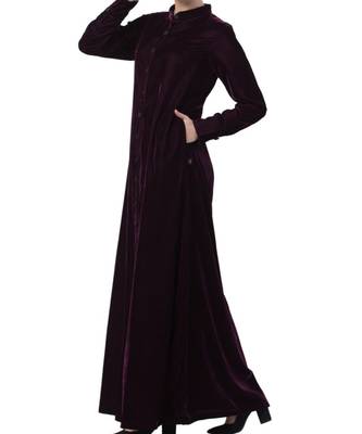 Purple Velvet  High Fashion Velvet Abaya Dress 5