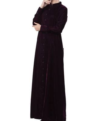 Purple Velvet  High Fashion Velvet Abaya Dress 6