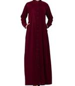 Maroon Velvet  High Fashion Velvet Abaya Dress