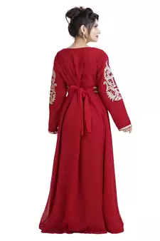 Red Georgette Embroidered Zari Work Islamic Kaftan