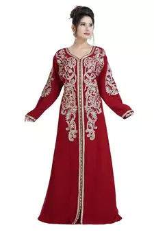 Red Georgette Embroidered Zari Work Islamic Kaftan