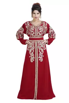 Red Georgette Embroidered Zari Work Islamic Kaftan