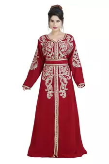 Red Georgette Embroidered Zari Work Islamic Kaftan