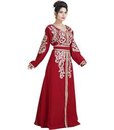 Red Georgette Embroidered Zari Work Islamic Kaftan
