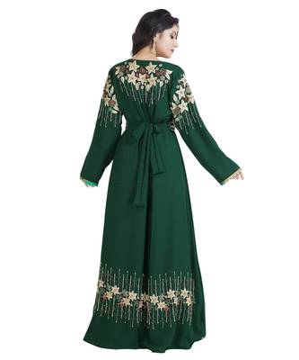 Green Georgette Embroidered Zari Work Islamic Kaftan 2