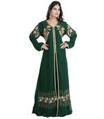 Green Georgette Embroidered Zari Work Islamic Kaftan