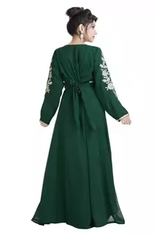 Green Georgette Embroidered Zari Work Islamic Kaftan