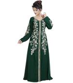 Green Georgette Embroidered Zari Work Islamic Kaftan
