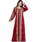 Maroon Georgette Embroidered Zari Work Islamic Kaftan