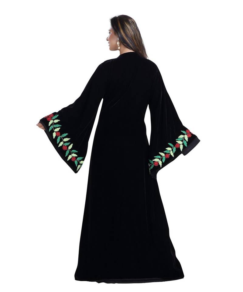 Black Georgette Embroidered Zari Work Islamic Kaftan