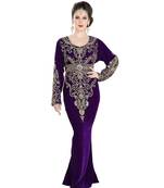 Purple Velvet Embroidered Zari Work Islamic Kaftan