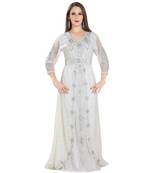 Cream  Georgette Embroidered Zari Work Islamic Kaftan