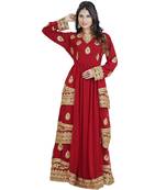 Red Georgette Embroidered Zari Work Islamic Kaftan