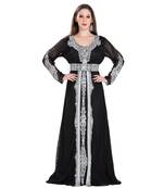 Black Georgette Embroidered Zari Work Islamic Kaftan