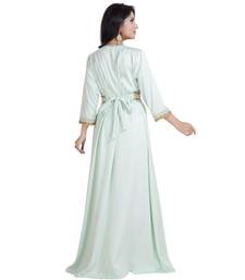 Green Satin Embroidered Zari Work Islamic Kaftan