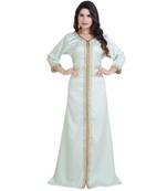Green Satin Embroidered Zari Work Islamic Kaftan