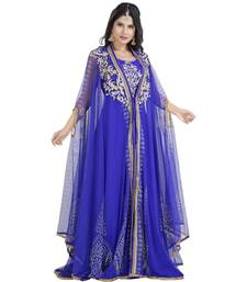 Blue Georgette Embroidered Zari Work Islamic Kaftan