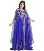 Blue Georgette Embroidered Zari Work Islamic Kaftan