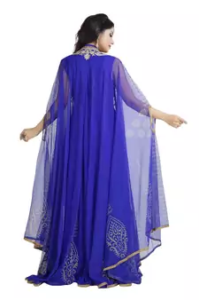 Blue Georgette Embroidered Zari Work Islamic Kaftan