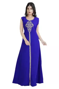 Blue Georgette Embroidered Zari Work Islamic Kaftan