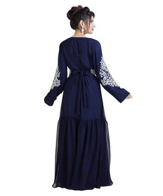 Blue Georgette Embroidered Zari Work Islamic Kaftan 2