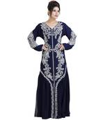 Blue Georgette Embroidered Zari Work Islamic Kaftan