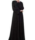 Black Nida Umbrella Style Abaya With Dori Work Embroidery