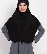 Black Jersey Hijab Khimar With Ruffles
