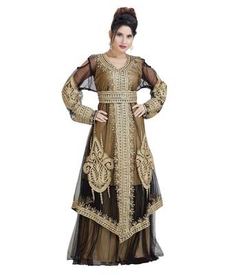Beige Georgette Embroidered Zari Work Islamic Kaftan 3