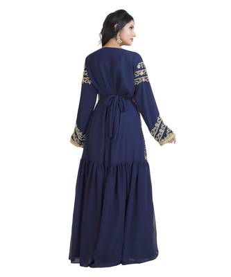 Blue Georgette Embroidered Zari Work Islamic Kaftan 2