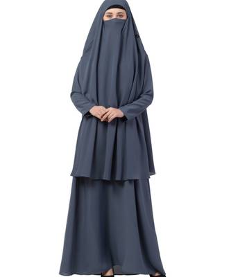Grey kashibo Abaya Khimar Combo 2