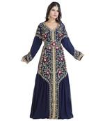 Blue Georgette Embroidered Zari Work Islamic Kaftan