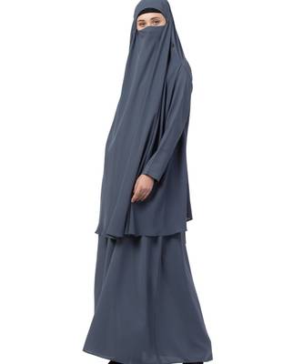 Grey kashibo Abaya Khimar Combo 3