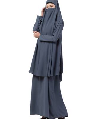Grey kashibo Abaya Khimar Combo 4