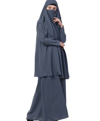 Grey kashibo Abaya Khimar Combo 5