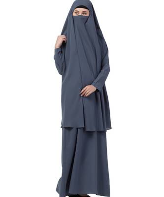 Grey kashibo Abaya Khimar Combo 6