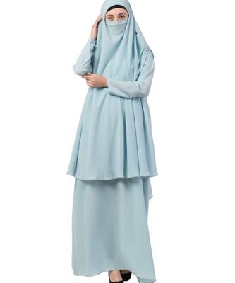 Blue kashibo Abaya Khimar Combo 4