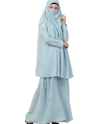 Blue kashibo Abaya Khimar Combo 6