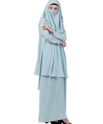 Blue kashibo Abaya Khimar Combo 7