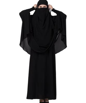 Black kashibo Abaya Khimar Combo 7